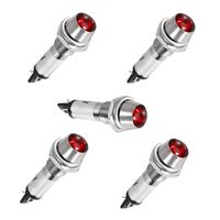 OdiySurveil 5 Pieces Indicator Light DC 12V, Red, Metal Shell Panel Mount 5/16" 8mm