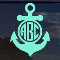 Eggleston Design Co Custom Circle Anchor Monogram Initials Sticker Decal for Tumbler Cups, Laptops, Car Windows (fits Yeti and RTIC Cups) (14 Colors) (8")