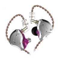 KZ ZS10 Pro Headphones Yinyoo Over Ear Wired Earbuds IEM HiFi Earphones with 4BA 1DD Hybrid Balanced Armature Driver Dynamic Drivers 3.5mm Audio Plug Cable(Purple no mic)