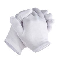 Zealor 6 Pairs White Cotton Gloves Thickened Stretchable Lining Glove for Cosmetic Moisturizing Coin Jewelry Inspection Hand Spa, Medium Size