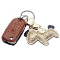 MOKIE Compatible for Leather Remote Key Fob Case Keyless Volkswagen Golf Jetta Passat Beetle Phaeton 3 Button