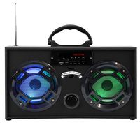 Mini Boombox with LED Speakers -Retro Bluetooth Speaker w/Enhanced FM Radio - Perfect for Home and Outdoor (Black)