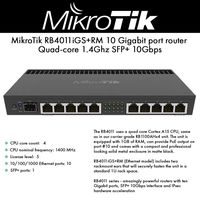 MikroTik RB4011 Ethernet 10-Port Gigabit Router (RB4011iGS+RM)