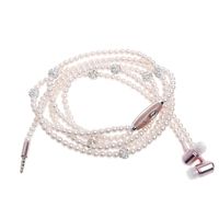 BetterM Luxury Pearl Necklace Chain Earphone Stereo Hi-Fi Wired Headphone For Smartphone (Pink)