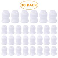 30 Pack Plastic Standard Couplers Cake Decorating for Icing Nozzles, Piping Bags, White