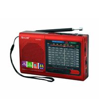 FM/AM / SW (1-7) 9-Wave Band Smart-US Rechargeable Portable Professional Radio That can be Used as MP3 and Speakers by Connecting Bluetooth, USB Sticks and Memory Cards (Red)