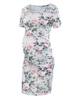 Liu & Qu Women's Maternity Bodycon Ruched Side Dress Casual Short & 3/4 Sleeve Dress for Daily Wearing Or Baby Shower