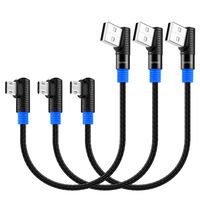 Micro USB to USB A 90 Degree,SUNGUY Short 1.5ft 3Pack Right Angle Nylon Braided Reversible Connector Fast Charging&Data Sync Cord Compatible for Samsung Galaxy S7/S7 Edge,and More Micro USB Devices