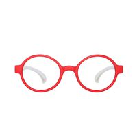 Kids Blue Light Blocking Glasses Children Round Anti Eyestrain Eyewear for Computer, Phones, TV, Video Gaming Boys Girls Red Frame White Temple