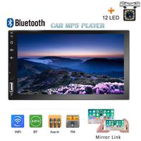 Podofo Car Stereo Receiver - Double Din car Radio with buletooth 7'' Touchscreen Car Multimedia Player with Rear View Camera Steering Wheel Control Mirror Link with iOS/Android Phone