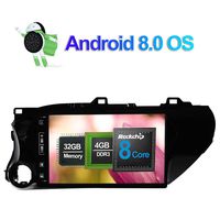 Flynavigo 10.1 Inch 4GB RAM Android 8.0 Car Radio Stereo IPS Screen with Bluetooth GPS Navigation Multimedia Player for Toyota Hilux 2016 2017 2018 Support FM AM 3G WiFi AV Output External Mic