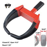 OKLEAD Heavy Duty Wheel Clamp Lock - Security Tire Lock Claw Boot for Trailers Boats Atv's Motorcycles Campers Black/Red 2 Keys