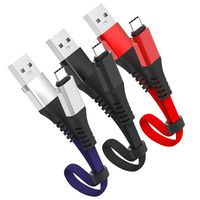 Short USB C Charger Cable for Power Bank and Charging Station, 1ft (3-Pack) 3A Fast Syncing Power Cord