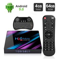Android 9.0 TV Box, EstgoSZ H96 MAX 4GB 64GB Android Box USB3.0 BT4.0 Dual WiFi 2.4G 5G 3D 4K H.265 KD18.1 Smart Android TV Box with Mini Wireless Keyboard