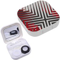 Portable Contact Lens Case Box Travel Kit Mirror + Bottle + Tweezers Container Holder [ Diagonal Line ]
