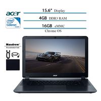 Acer Chromebook 15 CB3-532-C8DF 15.6" HD Laptop Notebook, Celeron N3060, 4GB RAM, 16GB eMMC, Gray W/ Masdrow Accessories