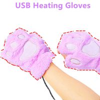 DECVO USB 2.0 Powered Stripes Heating Pattern Knitting Wool Cute Heated Paw Gloves Fingerless Hands Warmer Mittens Laptop Computer Warm Gloves for Women Men Girls Boys (Purple)