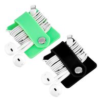 LUTER 2 Pcs Earphone Wrap Winder, Headphone Cord Organizer Headphone Cord Wrap Tangle-Free Earphone Holder for Cords and USB Data Cable(Black, Green, Set of 2)