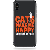 MightySkins Skin Compatible with Apple iPhone X - Cats Make Me Happy | Protective, Durable, and Unique Vinyl Decal wrap Cover | Easy to Apply, Remove, and Change Styles | Made in The USA