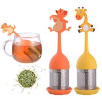 House Again Cute Animal Tea Infuser Gift Set - 2 Pack Extra Fine Mesh Tea Strainer for Loose Leaf Tea - 18/8 Stainless Steel Fine Mesh Tea Filter, Bear/Giraffe
