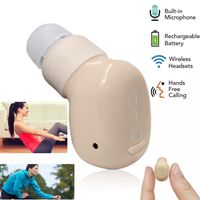 Bluetooth Earphone Mini Invisible Earbud in Ear Wireless Headphone Hands-free Stereo Headset with Mic 8 Hours Talking Time For iPhone 7 Plus Samsung LG and Other Android IOS Mobile Tablet (Khaki)