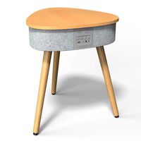 Portable Smart Side Table Bluetooth Speaker with Wireless & USB Charging Dock -2020 Modern Home Studio Smart Table Multifunctional Oak