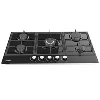 34" Built-in Gas Cooktop - KUPPET GHG915 Stove with 5 Booster Burners Smooth Surface Black Tempered Glass Stainless Steel (5 Booster), ETL Safety Certified