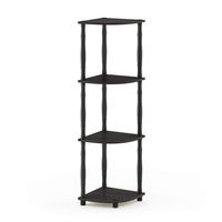 Furinno Turn-N 4-Tier Multipurpose Corner Display Rack with Classic Tubes, Espresso/Black