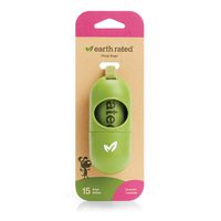 Earth Rated Dog Poop Bags Dispenser, Dog Poop Bag Holder Includes 1 Roll of 15 Lavender-scented Poop Bags