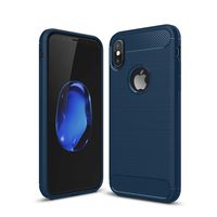 Kit Me Out World Carbon Series Case Designed for iPhone Xs Case, Full Matte Slim Fit Flexible TPU Minimal Durable Protection Case Cover Brushed Carbon Fiber Effect (Navy Blue)