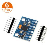 Aokin GY-521 MPU-6050 MPU6050 Module, 6 DOF 3 Axis Accelerometer Gyroscope Sensor Module 16Bit AD Converter Data Output IIC I2C DIY Kit for Arduino, 6 Pcs
