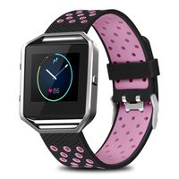 Jobese Compatible with Fitbit Blaze Bands, Two-Tone Soft Breathable Bands with Silver Metal Frame Compatible with Fitbit Blaze Silicone Accessories Wristbands