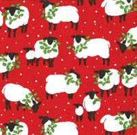 Entertaining with Caspari Festive Flock Snow Day Paper Luncheon Napkins, Red, Pack of 20
