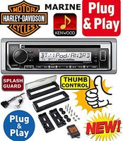 Plug -And -Play Harley Davidson Touring 1998-2013 Kenwood Marine Bluetooth CD Radio Stereo Pre Installed and Programmed 1999 2000 2001 2002 2003 2004 2005 2006 2007 2008 2009 2010 2011 2012