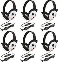 Califone 2810-PA Listening First Stereo Headphone, Panda Motif - Pack of 6