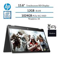 2019HP Flagship 2in1 15.6" HD Convertible Touchscreen Laptop, Intel i5-8265U, 12GB RAM, 1TB PCIe M.2 SSD, 2 Year Warranty Care Pack with Accidental Damage Protection, Wins 10 W/Masdrow Accessories