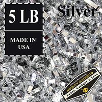 Mighty Gadget (R) 5 LB Silver Metallic Crinkle Cut Paper Shred Filler for Gift Wrapping & Basket Filling in a Box (80 oz)