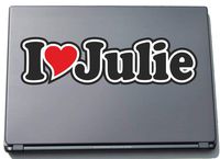INDIGOS UG - I Love Heart Decal Sticker Laptopskin 210 mm - Name Laptop Netbook Computer - Sticker with Name of Man Woman Child - I Love Julie