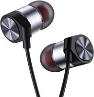 in Ear Headphones Wired Earbud with Line-in Microphone Heavy Bass Dynamic Driver Earphones with Non Tangle Fabric Braid for Running Gym Android Phones Music Player Dark Chrome E35