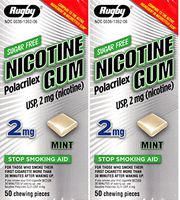 Nicotine Gum 2mg Sugar Free Mint Flavor Generic for Nicorette 50 Pieces per Box Pack of 2 Total 100 Pieces