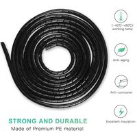 AGPTEK Polyethylene Spiral Wire Wrap Tube 2 Pack for TV DVD Stereo Antenna Computer Cable Management (Dia 6mm-Length 13.12ft, Dia 4mm-Length 19.69ft, Black)