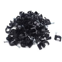Antrader Circle Cable Clips with Steel Nail Fastener, 10mm Cable Management Clip,Black,100pcs/Pack