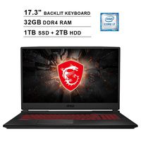 2019 Newest MSI Raider GL75 17.3 Inch FHD 1080p Gaming Laptop (Inter 6-Core i7-9750H up to 4.5GHz, 32GB DDR4 RAM, 1TB SSD (Boot) + 2TB HDD, GeForce GTX 1660 Ti 6GB, Backlit KB, Webcam, Windows 10)