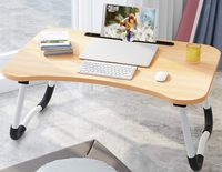 Foldable Lap Desk Bed Tray, Portable Laptop Desk with Phone Slots Notebook Table Dorm Desk, Small Desk Folding Small Dormitory TableEating Breakfast, Reading Book, Working,Watching Movie on Bed/Couch
