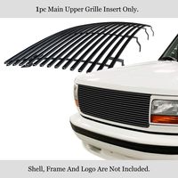 APS Compatible with 1992-1996 Ford Ford F-150 F-250 F-350 & Bronco Main Upper Stainless Steel Black 8x6 Horizontal Billet Grille Insert F85007J