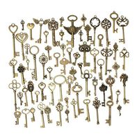 KING DO WAY 69pcs Antique Bronze Vintage Skeleton Keys Charm Set DIY Handmade Accessories Necklace Pendants Jewelry Making Supplies for Wedding Decoration Birthday and Christmas Party