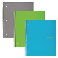 Five Star Spiral Notebooks, 5 Subject, Wide Ruled Paper, 200 Sheets, 10-1/2" x 8", Gray, Lime, Teal, 3 Pack (38436)