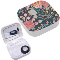 Portable Contact Lens Case Box Travel Kit Mirror + Bottle + Tweezers Container Holder [ Floral ]
