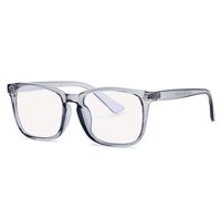 Vintage Square Blue Light Blocking Glasses Anti Blue Ray Computer Game Eyeglasses (Transparent Grey Frame/Clear Lens)