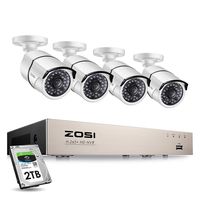 ZOSI 8CH 5MP PoE Video Surveillance System with 2TB Hard Drive,H.265+ 8Channel 5MP NVR Security System and 4pcs 5MP HD Outdoor Indoor 100ft Night Vision PoE IP Cameras for 24/7 Recording